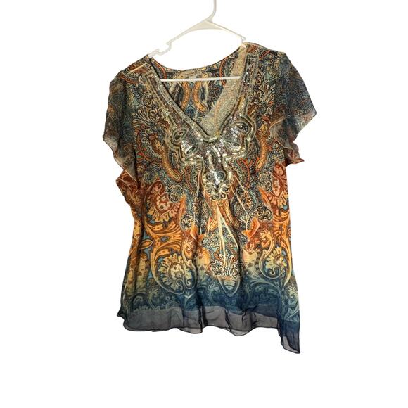 One world Tops - Boho One World Live And Let Live Ladies Top Size 2XL